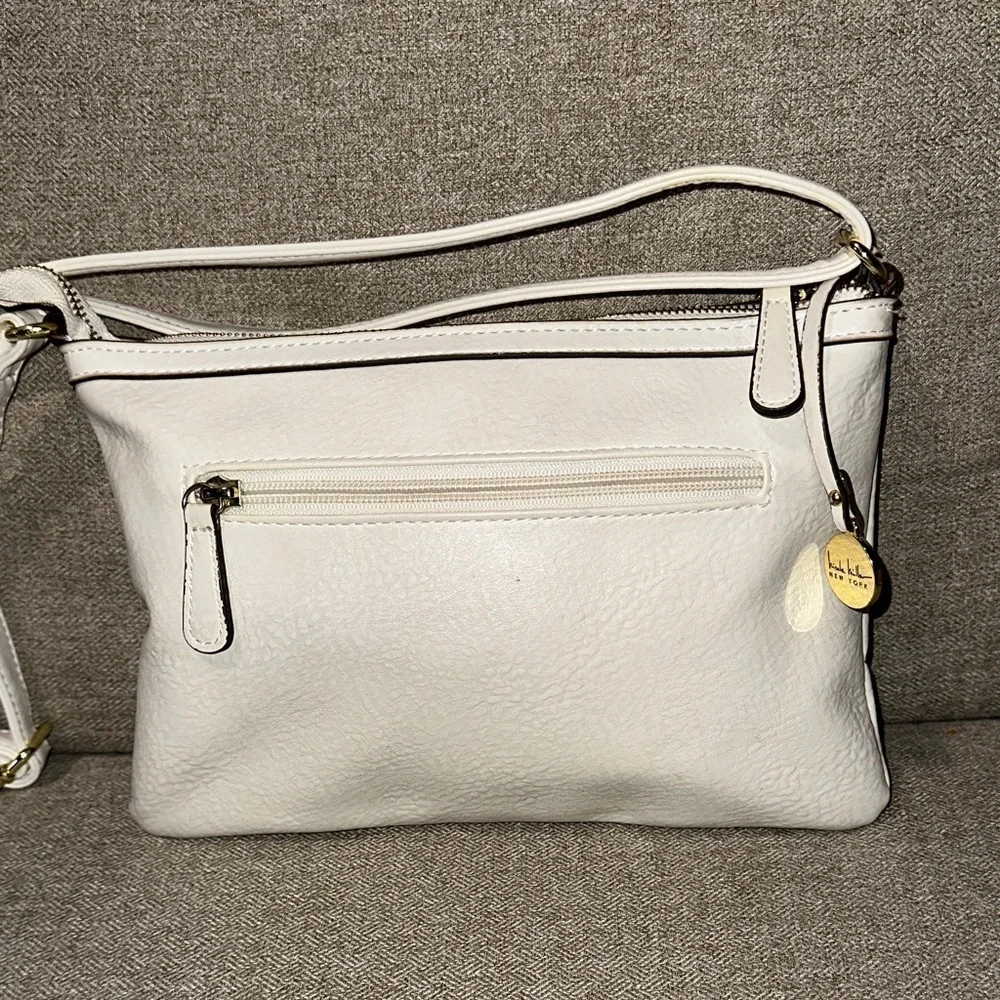Nicole Miller Cream and Tan Crossbody Bag